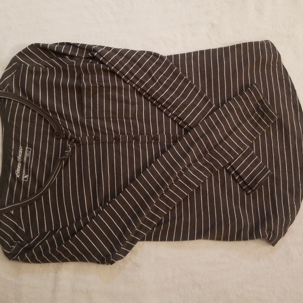Green striped long sleeved shirt